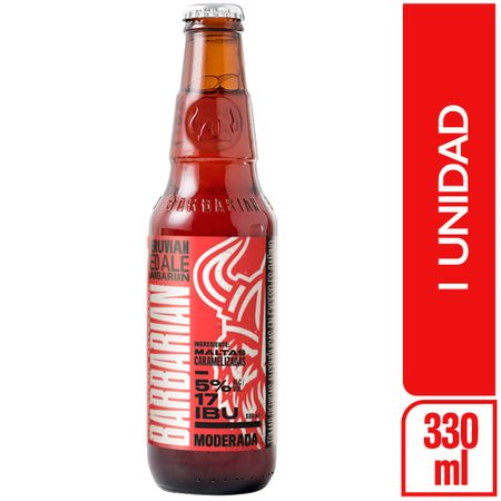 Cerveza BARBARIAN Red Ale Botella 330ml