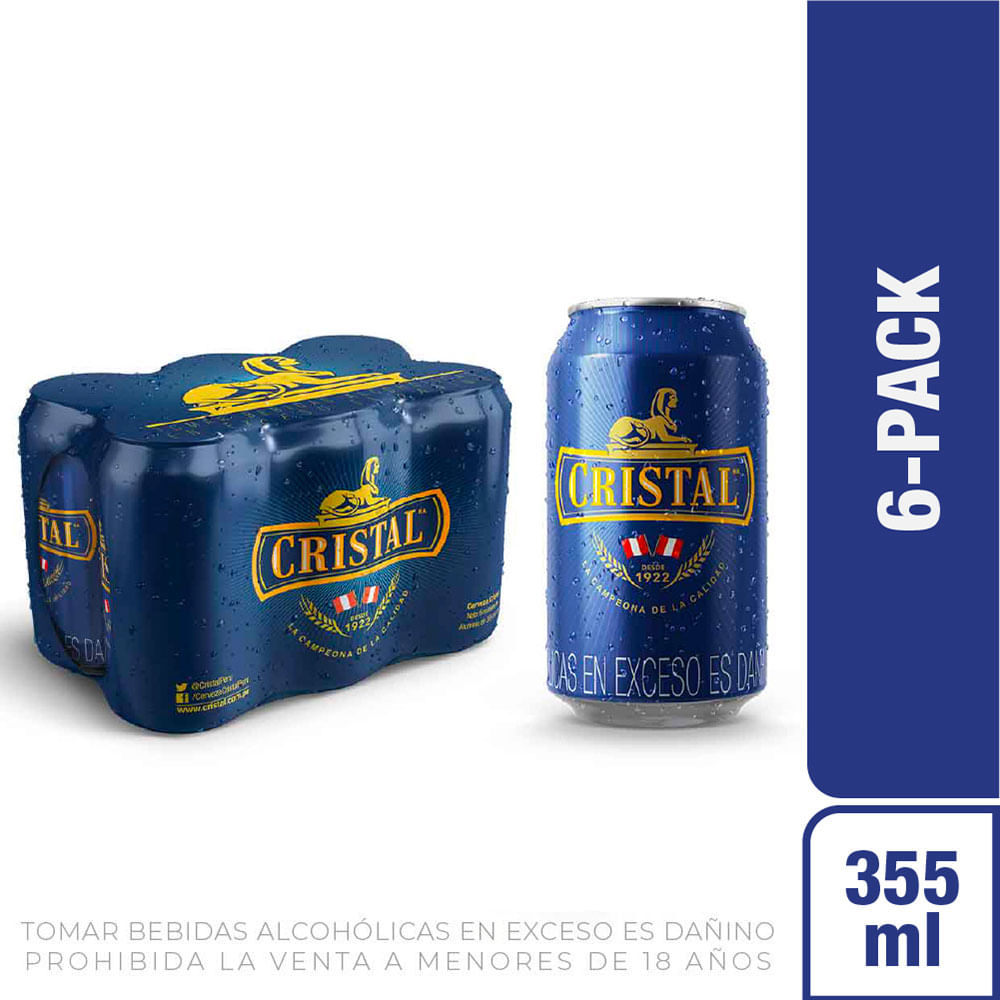 Cerveza Cristal Pack 6 Unid x 355 ml