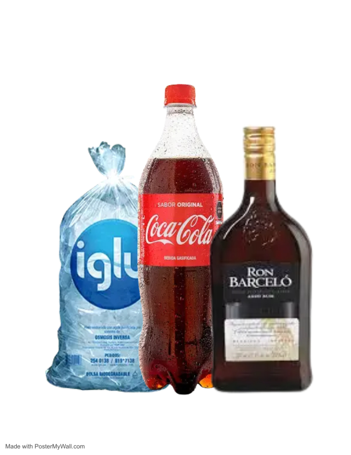 RON BARCELO ANEJO 750 ML + COCA COLA 1LT + HIELO IGLU 1.5KG