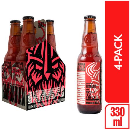 Cerveza BARBARIAN Red Ale Botella FOUR PACK 330ml