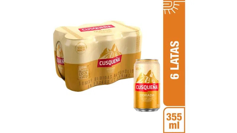 Cerveza CUSQUEÃ‘A Golden Lager 6 Pack Lata 355ml