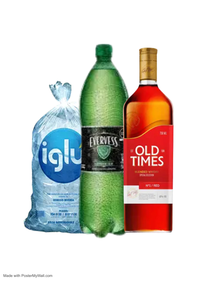 WHISKY OLD TIMES  1LT+ EVERVEES 1.5LT + HIELO 1.5KG SKU 15900390