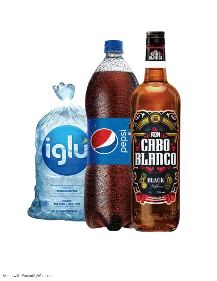 RON CABO BLANCO 750ML + PEPSI 1.5 + HIELO 1.5KG 15937046