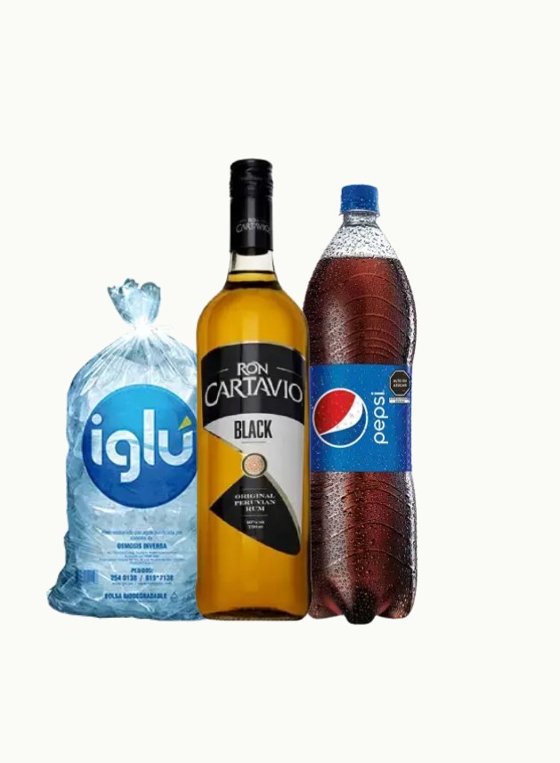 RON CARTAVIO BLACK 750ML + PEPSI 1,5LT + HIELO IGLU 1.5KG - SKU 159357